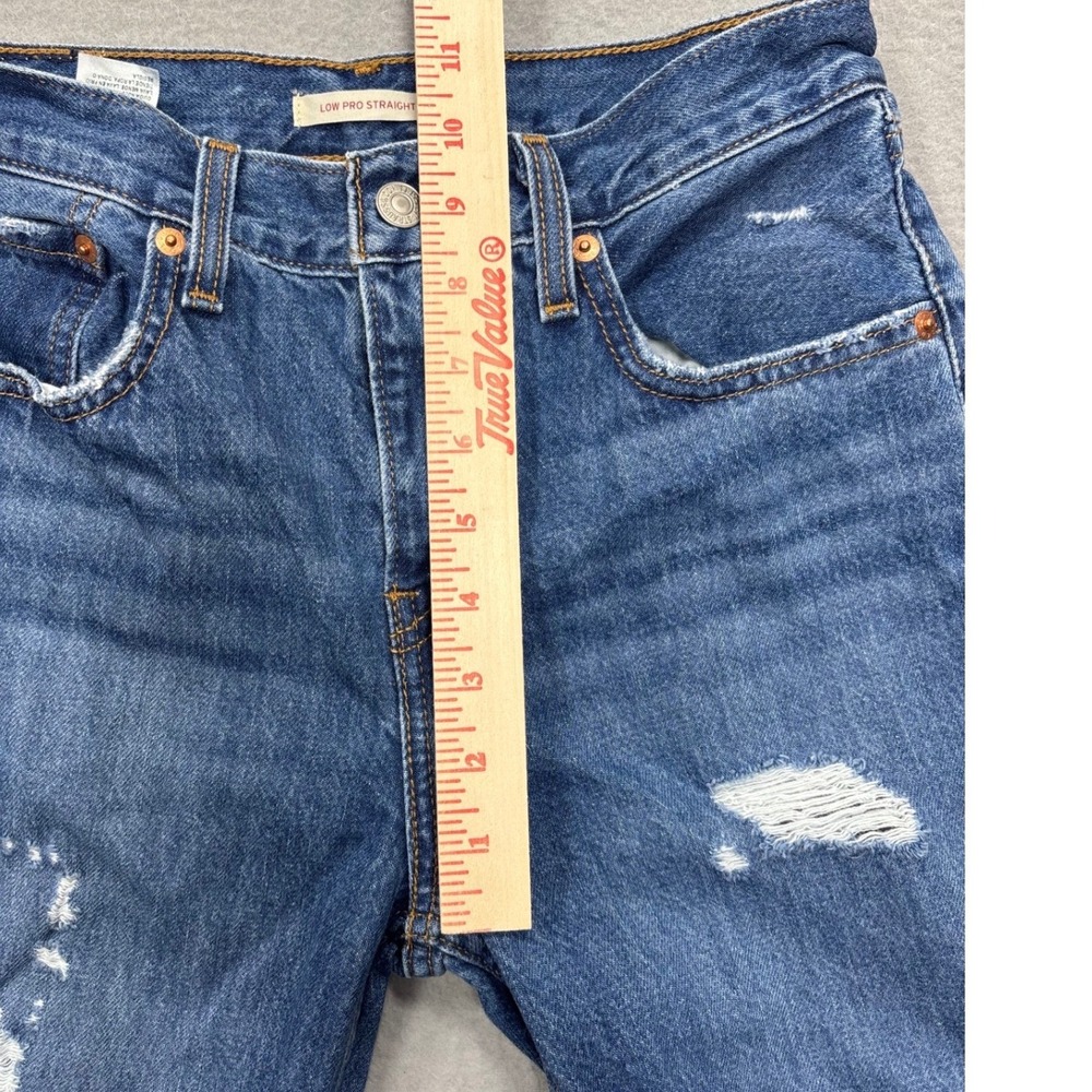 Levi's Low Pro Straight Leg Jeans Women's Size 25 Blue Distressed Ripped - Picture 15 of 16